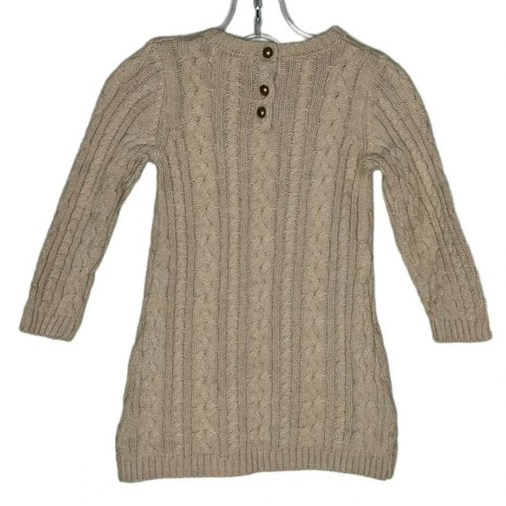 Catherine Malandrino Dress Girls 18 Month Tan Cable Knit Sweater Dress‎ Neutral